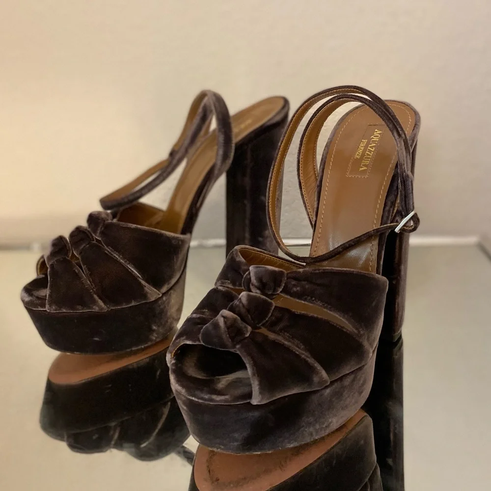 Like new AQUAZZURA Mira velvet Plateau 140 Pumps 39